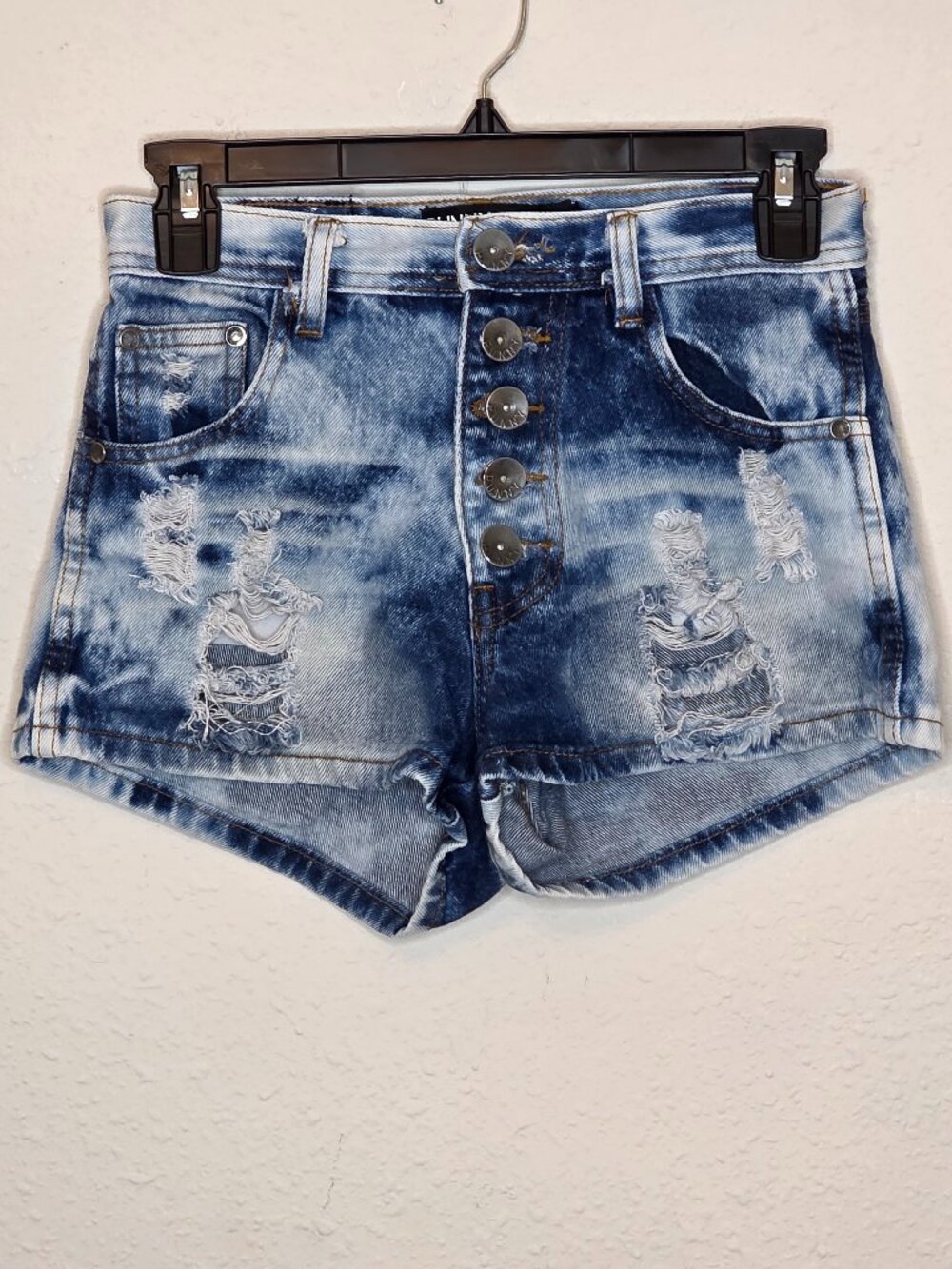 Punny Jeans Distressed High-Rise Women's Shorts, Size Medium, (26")